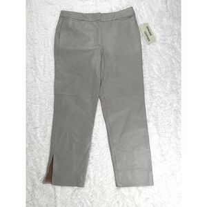 Metrostyle Genuine Leather Pants Women's Size 16 Gray Slit Hem